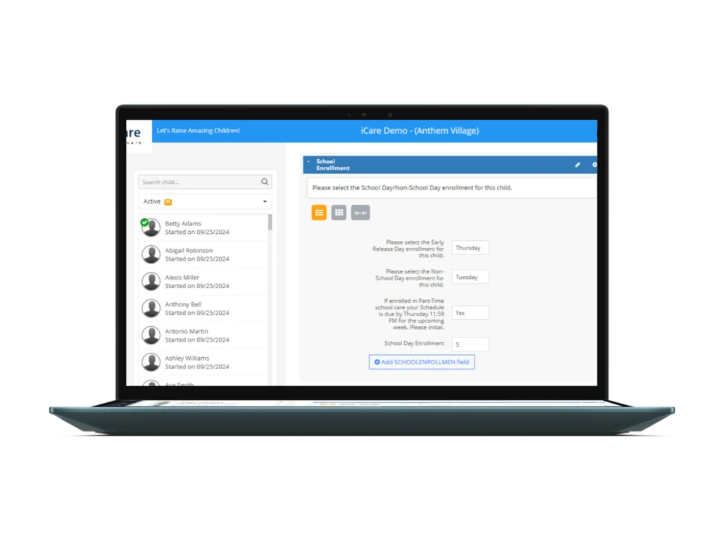 iCare software dashboard