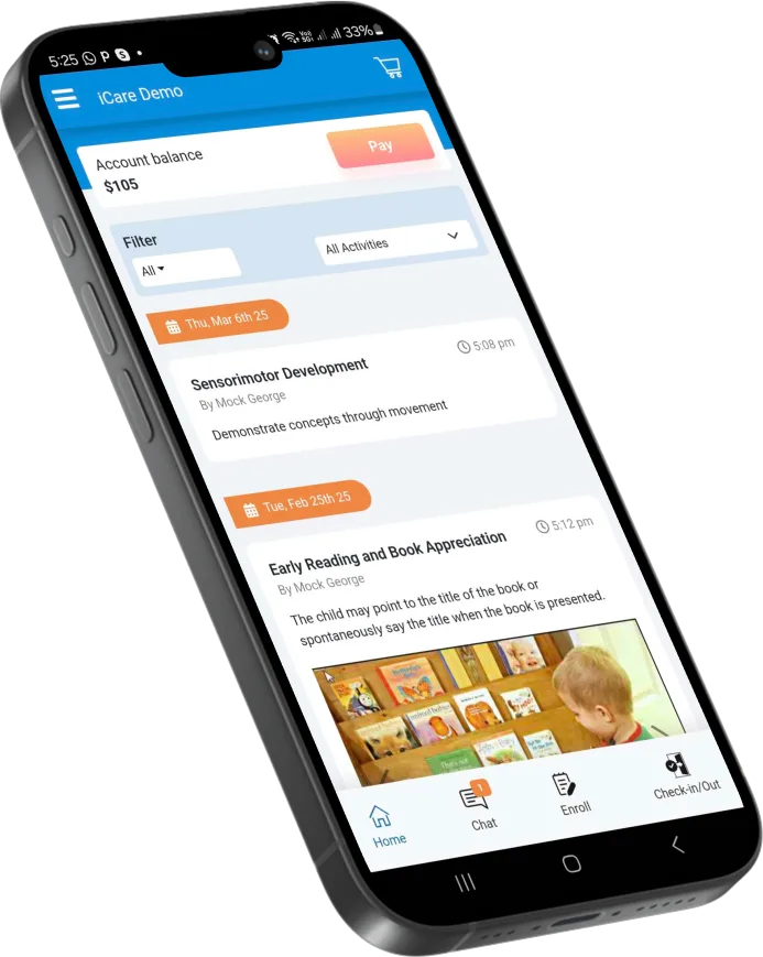 Activity feed on iCare App